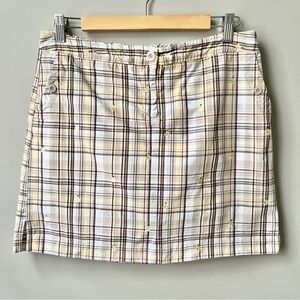 Vintage Skort Women's 10 Plaid Embrodiered Pears Cream Yellow Preppy Golf Tennis